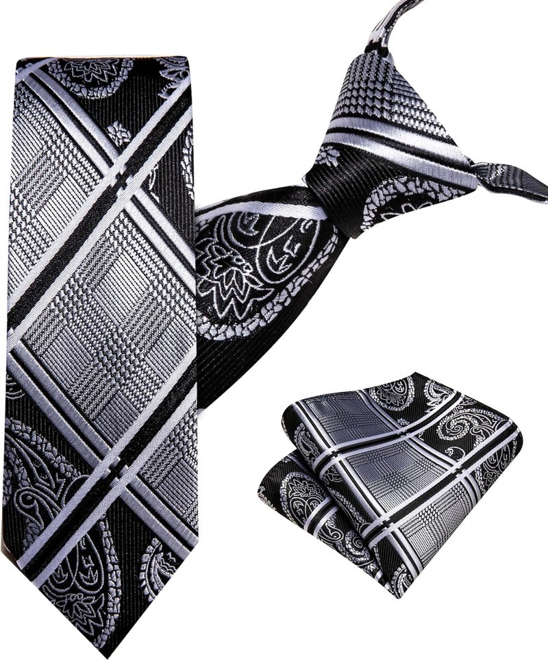 Barry.Wang Store Boys Ties School Pre-Tied Kids Necktie Handkerchief Clip Set Uniforms Child Ties for 8-14 Years Wedding Party - Image 3